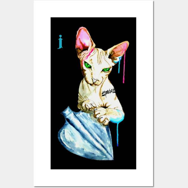 jack of spades cat watercolor Wall Art by NemfisArt